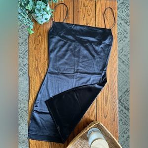 Side Slit Satin A Line Slip Dress